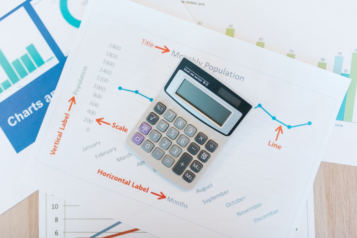 Financial documents and calculator on a desk representing business planning